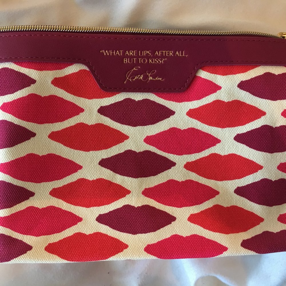 Estee Lauder Purple Pink Lips Cosmetic Pouch NEW
